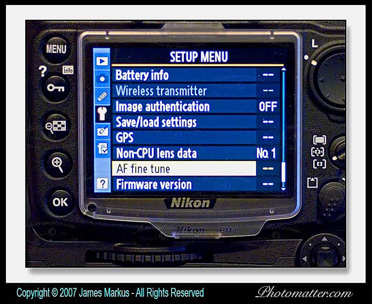 Nikon D300 camera Auto Focus Fine Tuning