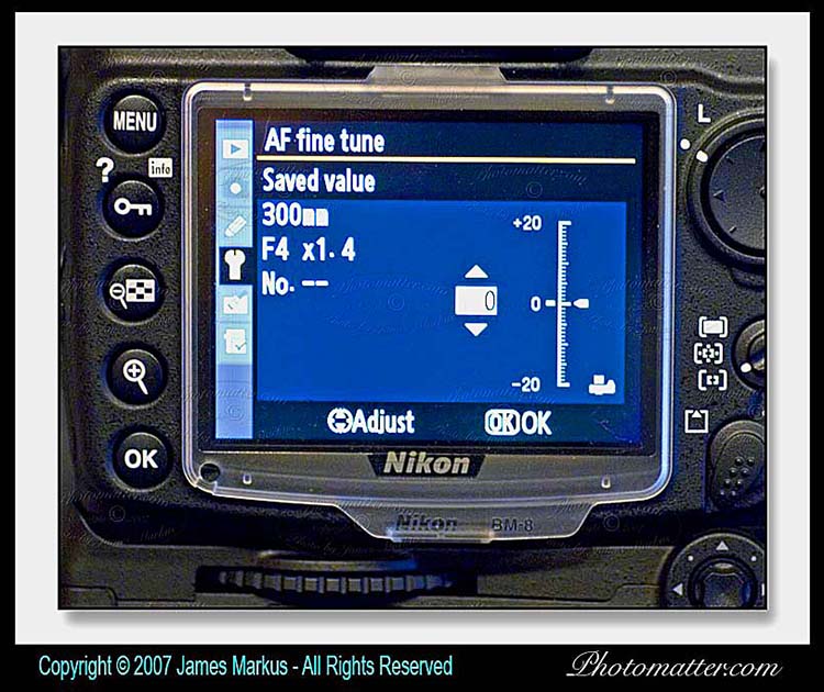Nikon D300 camera Auto Focus Fine Tuning